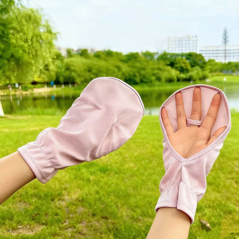 Ice Silk Fingerless Driving Gloves – Lightweight Sun Coverage Gloves for Summer Driving & Travel
