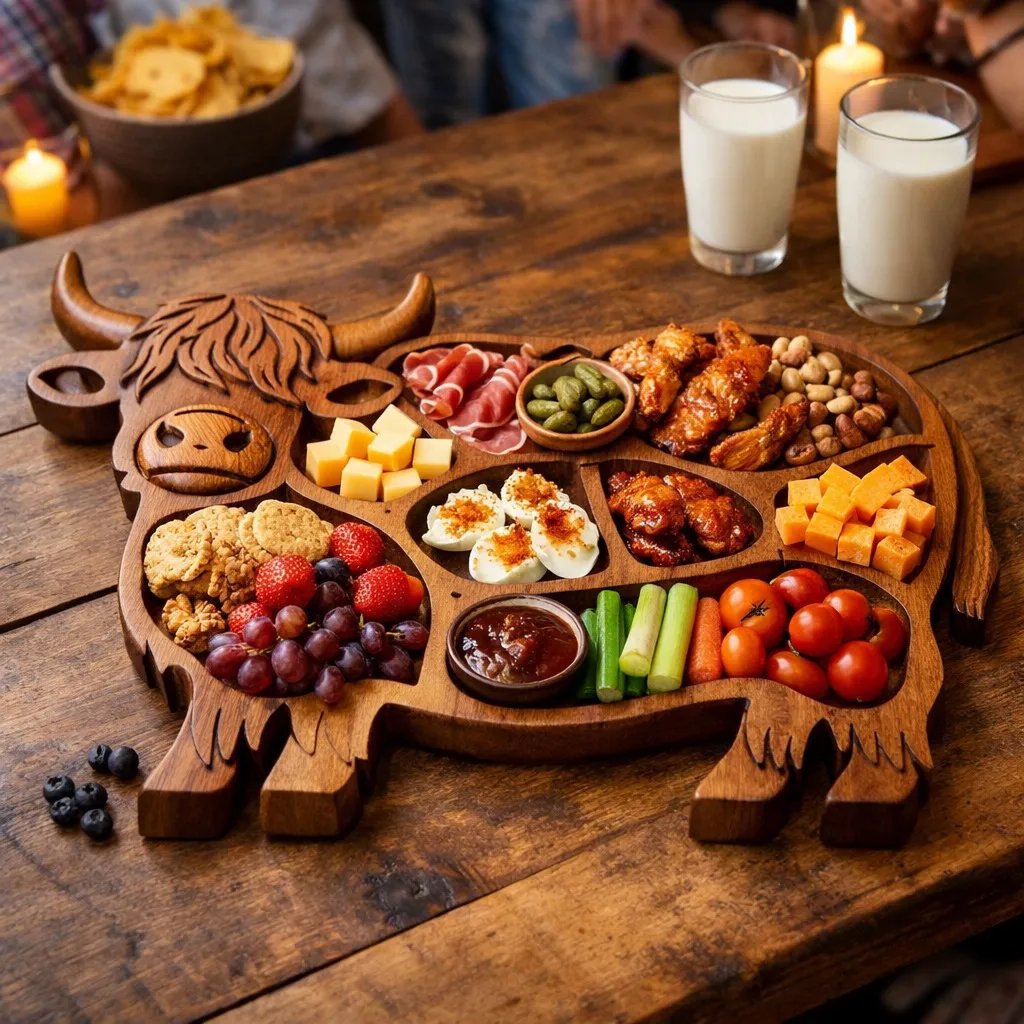 š® Highland Cow Wooden Charcuterie Board