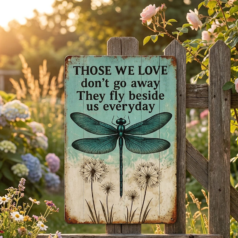 🦋 Dragonfly Memorial Metal Wall Art – A Thoughtful Sympathy Gift for Garden & Home