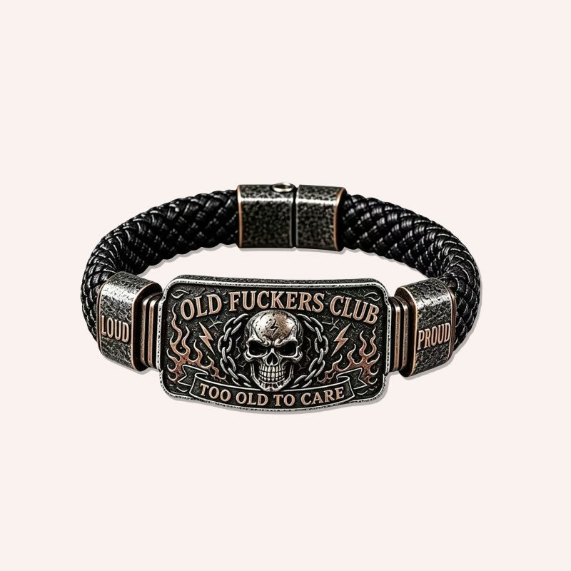 Old Fuckers Club Braided Leather Bracelet - Too Old To Care