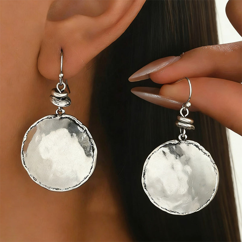 Vintage Hammered Metal Teardrop Earrings – Lightweight Geometric Drop Earrings for Everyday Style