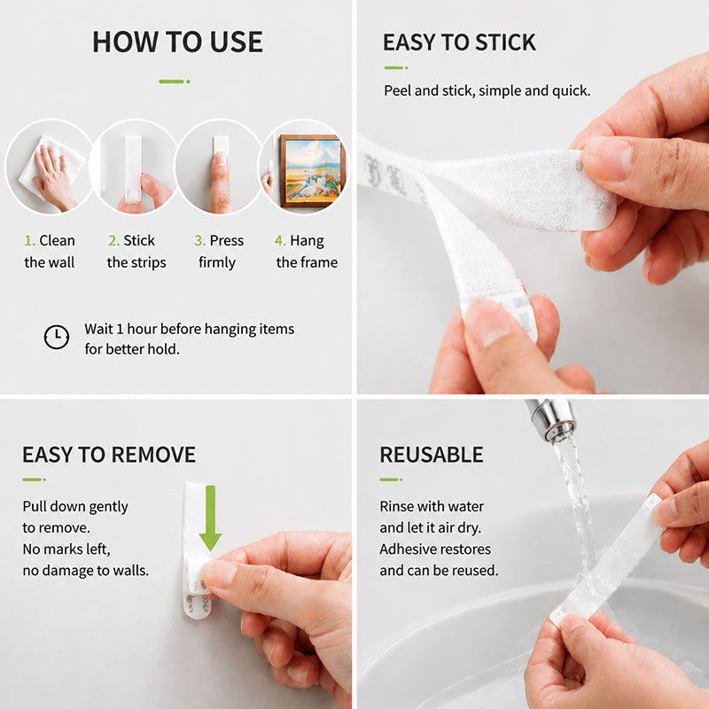 Damage-Free Style Hanging Strips Refill Pack – No-Drill Adhesive Strips for Frames & Wall Decor