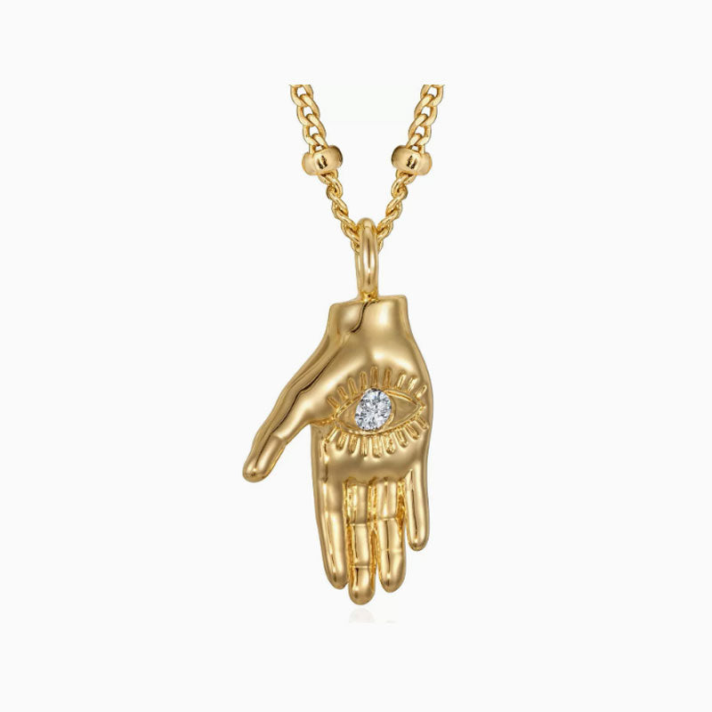 Gold Hand Gesture Pendant Necklace