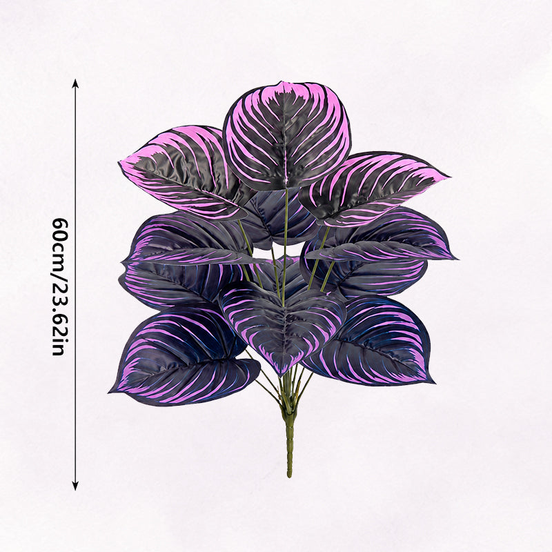 Artificial Purple Calathea Plant – Gothic Faux Plant for Halloween, Fall Decor, Shelves & Moody Home Styling