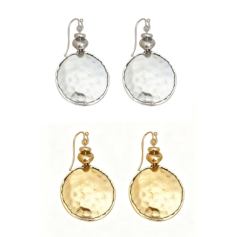 Vintage Hammered Metal Teardrop Earrings – Lightweight Geometric Drop Earrings for Everyday Style