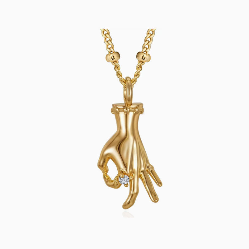 Gold Hand Gesture Pendant Necklace