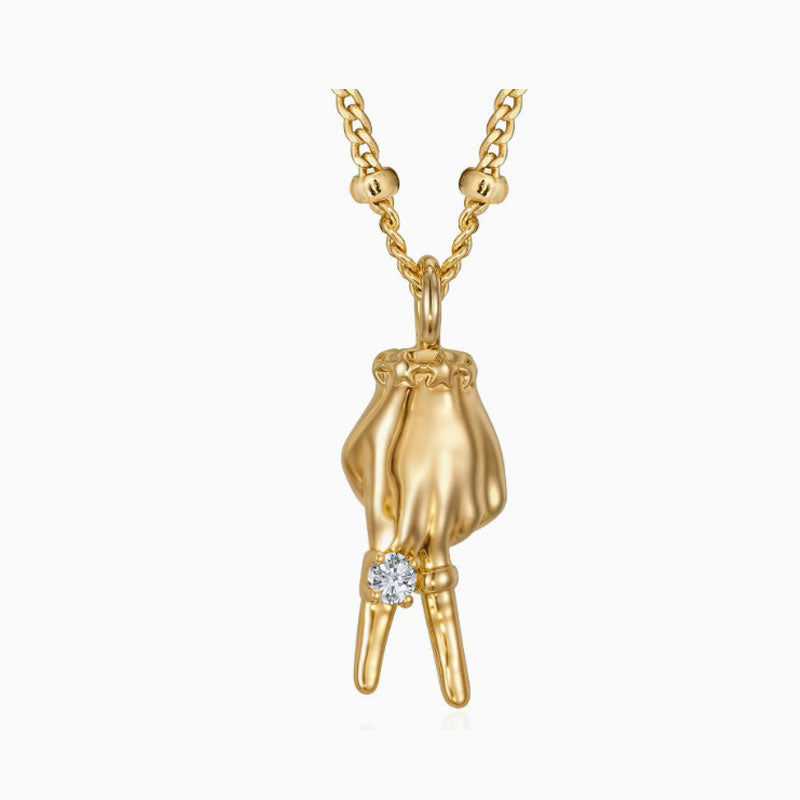 Gold Hand Gesture Pendant Necklace
