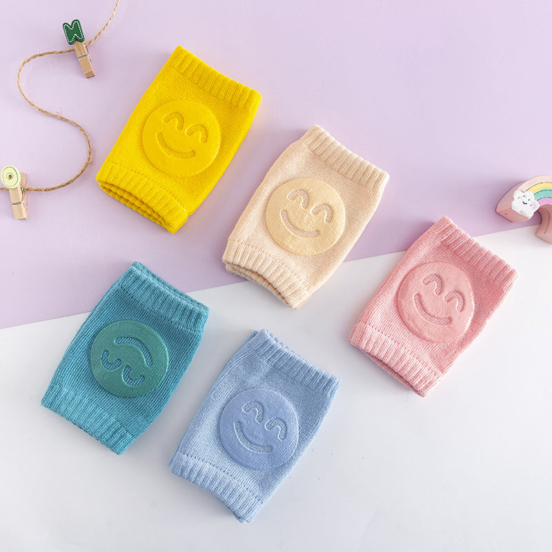 2026 Summer Collection: Soft Terry Baby Crawling Knee Pads & Elbow Protectors with Cute Smile Faces