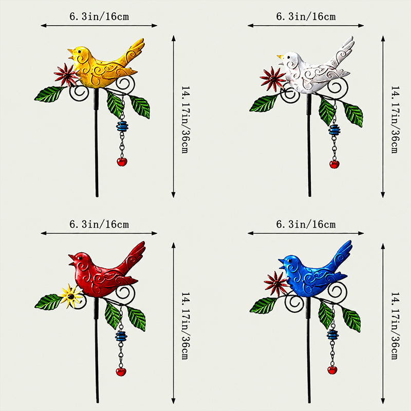 🐦 Colourful Metal Bird Garden Stake Decor