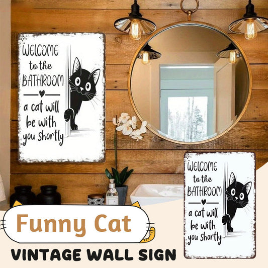 Funny Cat Vintage Wall Sign