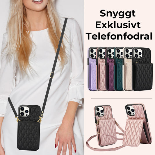 Korthållare i Chanel-stil med långt axelband i rep, damfodral