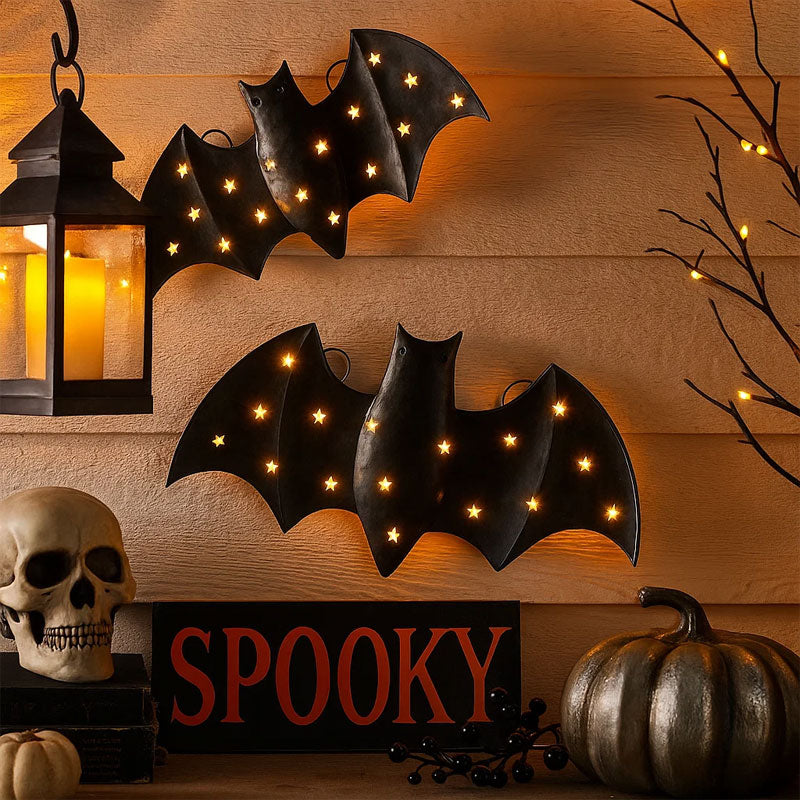 Halloween LED Bat Wall Decor – Glowing Spooky Bat Accent for Porch, Mantel & Party Backdrop