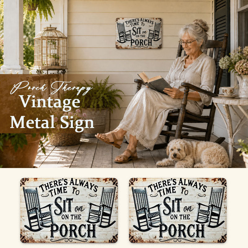 🌾Porch Therapy Vintage Metal Sign – Rustic Farmhouse Wall Decor for Porch, Patio & Entryway