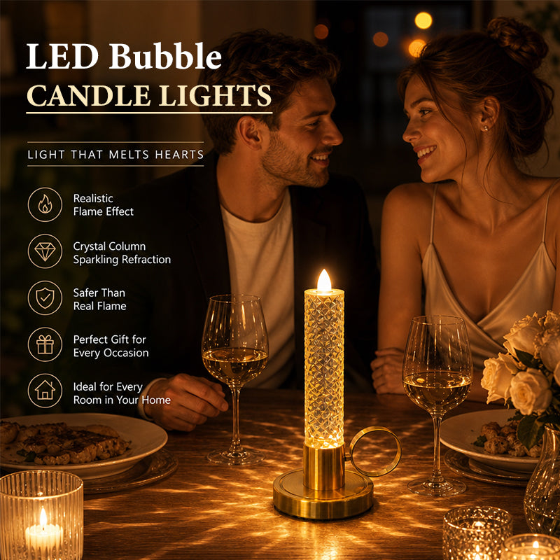 Elegant LED Bubble Candle Lamp – Gold-Tone Flameless Table Lamp for Bedroom, Dining Table & Cosy Home Decor