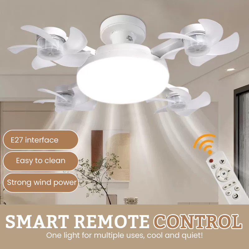 E27 Socket Fan Light with Remote – Foldable LED Ceiling Fan Bulb for Small Rooms