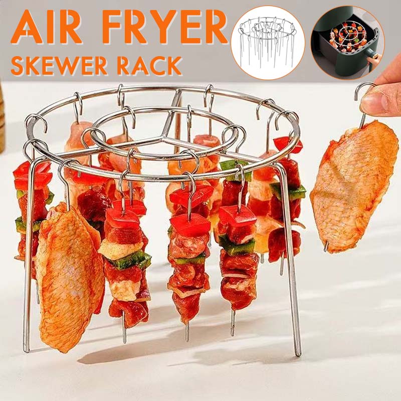 🔥 Air Fryer Skewer Rack – Stainless Steel Vertical Kebab Holder for Air Fryers, Ovens & Homemade BBQ Snacks🍢