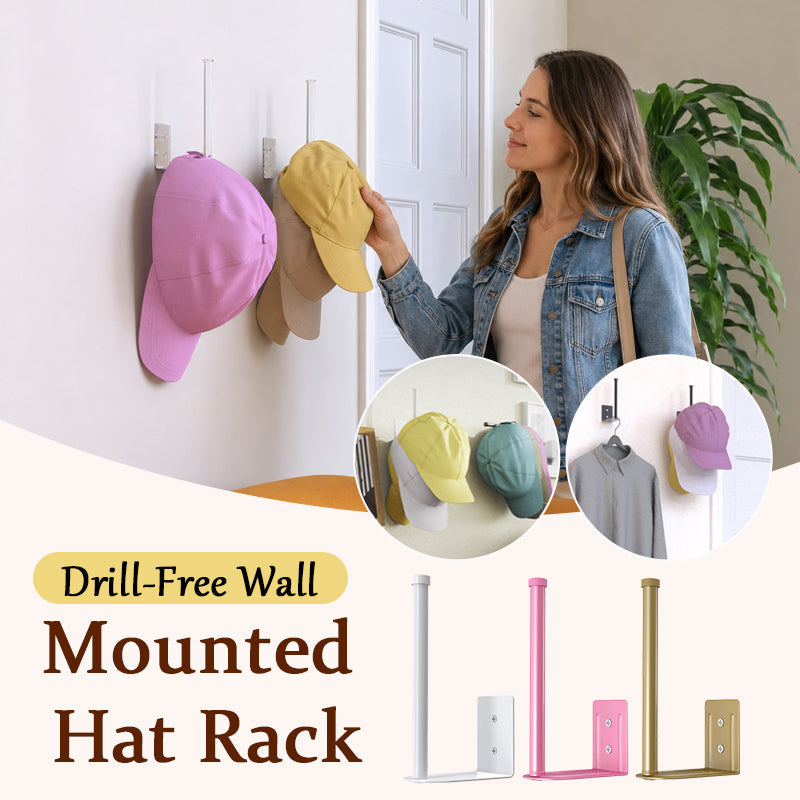 Drill-Free Wall Mounted Hat Rack – Self-Adhesive Baseball Cap Organizer for Closets, Bedrooms & Entryways