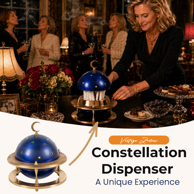 Vintage Zodiac Constellation Dispenser – Celestial Desktop Decor & Small Item Holder