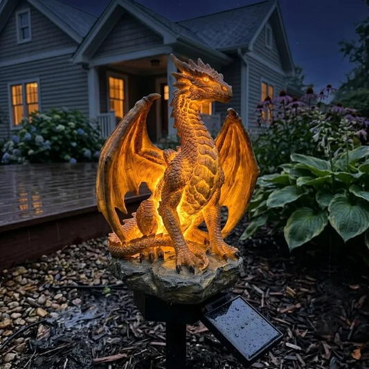 🐉Solar Dragon Garden Statue Light – Golden Ember Fantasy Outdoor Decor