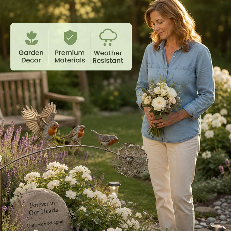 Robin Memorial Garden Stake – “Loved Ones Are Near”
