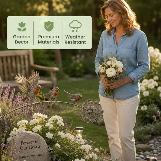 Robin Memorial Garden Stake – “Loved Ones Are Near”