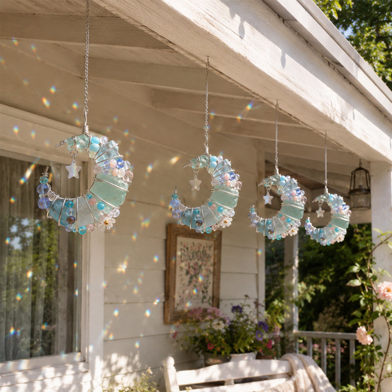 Handmade Crystal Crescent Moon Hanging Ornament