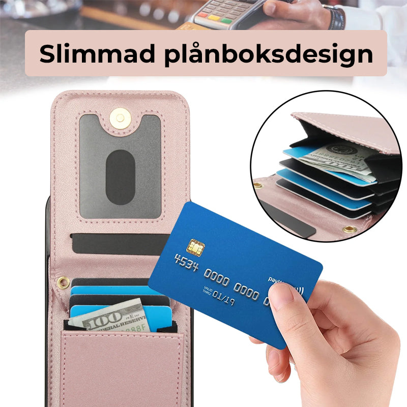 Korthållare i Chanel-stil med långt axelband i rep, damfodral