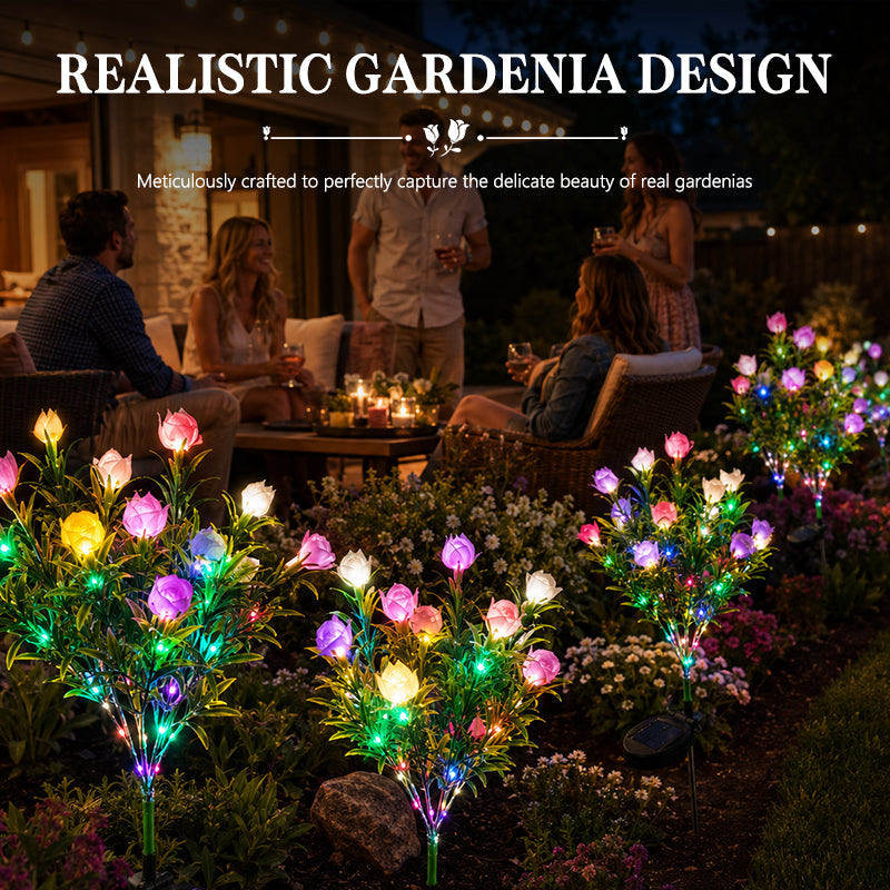 🌸Solar Gardenia Flower Lights – LED Simulation Bloom Lamps for Garden, Pathway & Patio Decor
