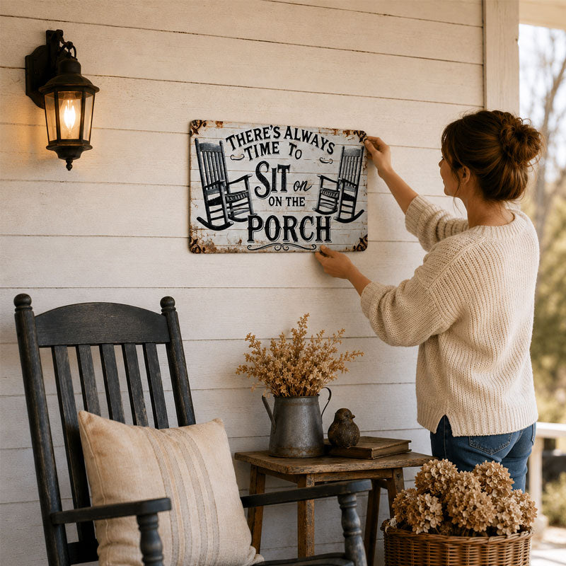 🌾Porch Therapy Vintage Metal Sign – Rustic Farmhouse Wall Decor for Porch, Patio & Entryway