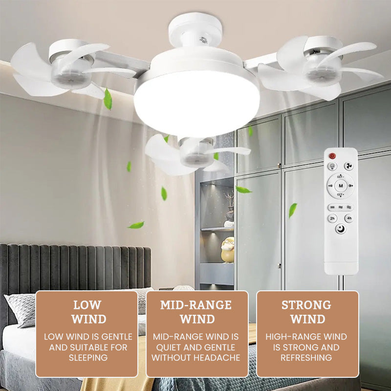 E27 Socket Fan Light with Remote – Foldable LED Ceiling Fan Bulb for Small Rooms