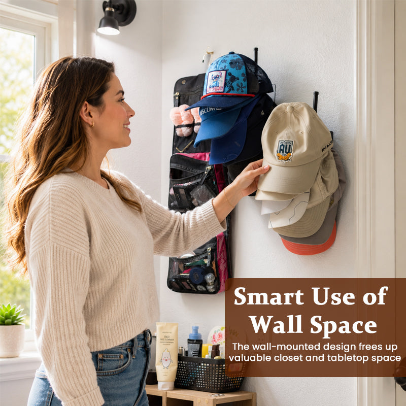 Drill-Free Wall Mounted Hat Rack – Self-Adhesive Baseball Cap Organizer for Closets, Bedrooms & Entryways