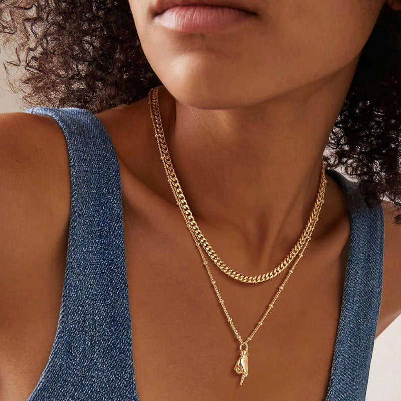 Gold Hand Gesture Pendant Necklace
