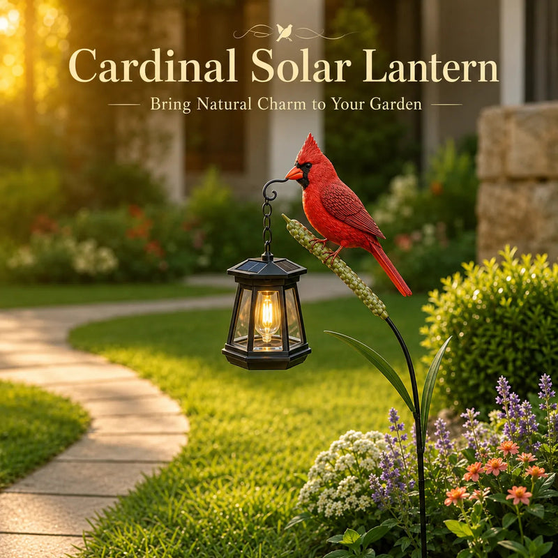 Solar Cardinal Garden Lantern – Warm LED Bird Light for Flower Beds, Pathways & Memorial Gardens