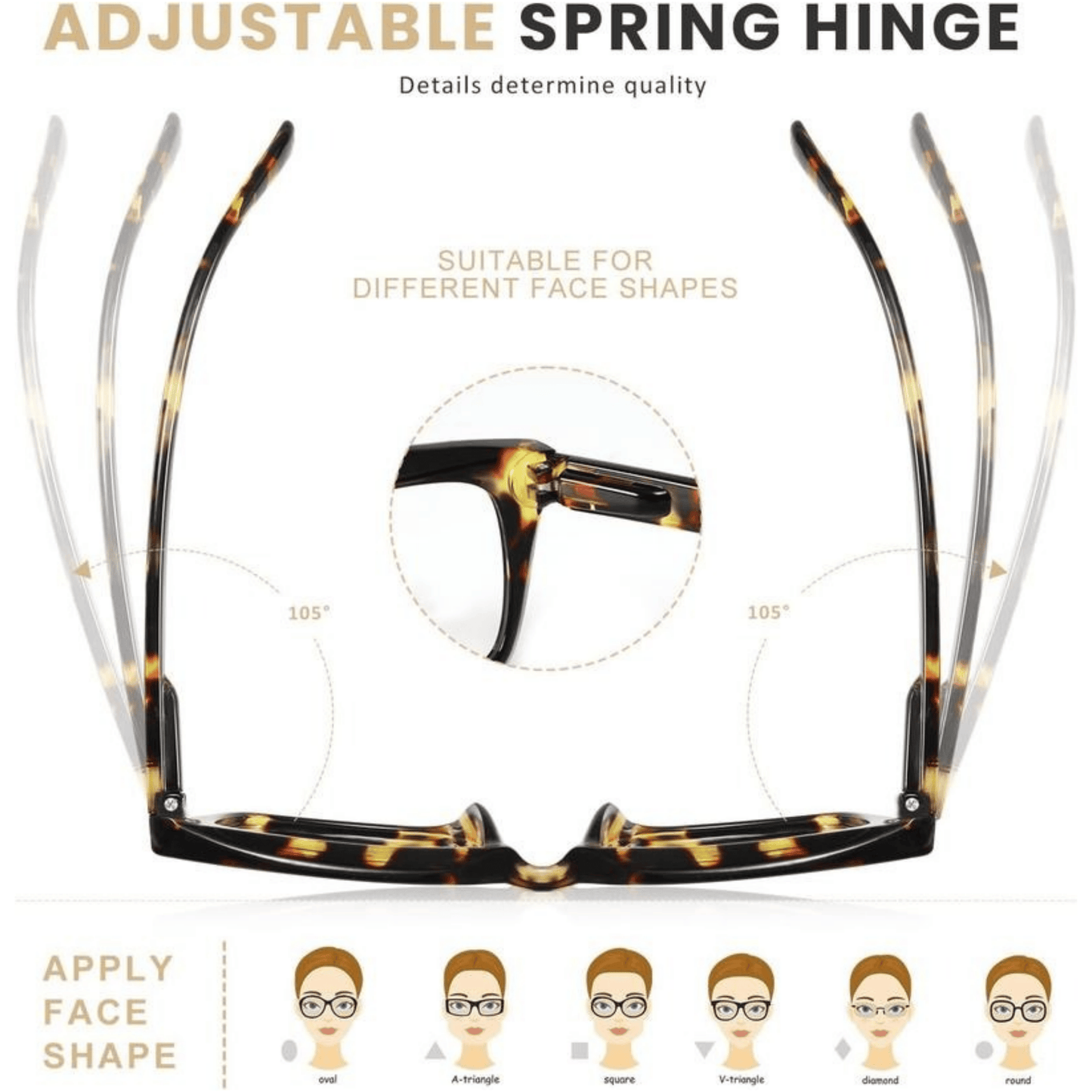 👓3-pack Tortoiseshell Reading Glasses – Oversized Square Reading Glasses That Block Blue Light