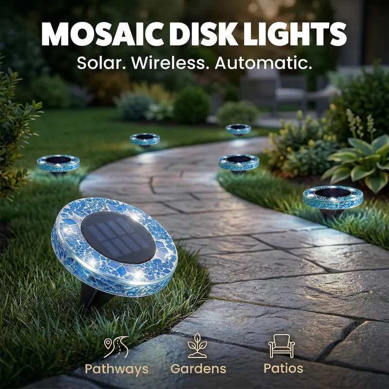 ✨ EDITORS' PICK: 49% OFF丨🌙 Solar Mosaic Garden Lights for Pathways, Patios & Lawns