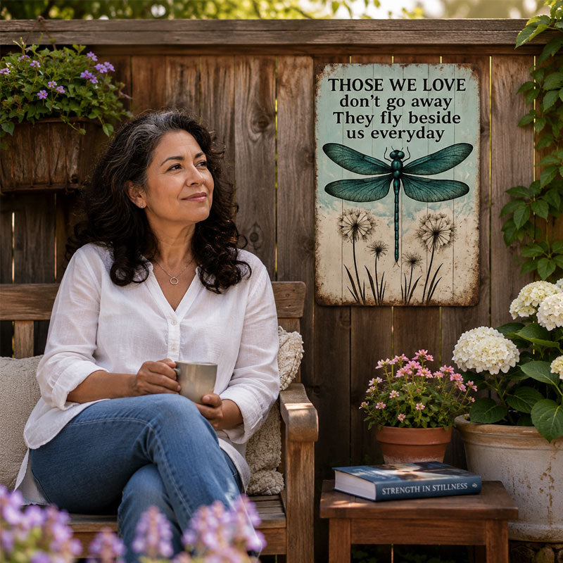 🦋 Dragonfly Memorial Metal Wall Art – A Thoughtful Sympathy Gift for Garden & Home