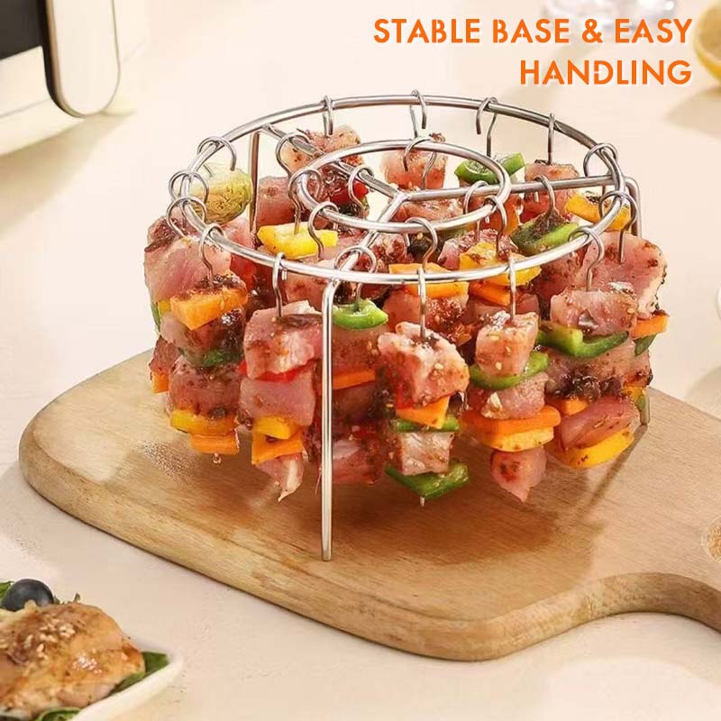🔥 Air Fryer Skewer Rack – Stainless Steel Vertical Kebab Holder for Air Fryers, Ovens & Homemade BBQ Snacks🍢