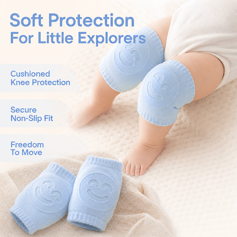 2026 Summer Collection: Soft Terry Baby Crawling Knee Pads & Elbow Protectors with Cute Smile Faces