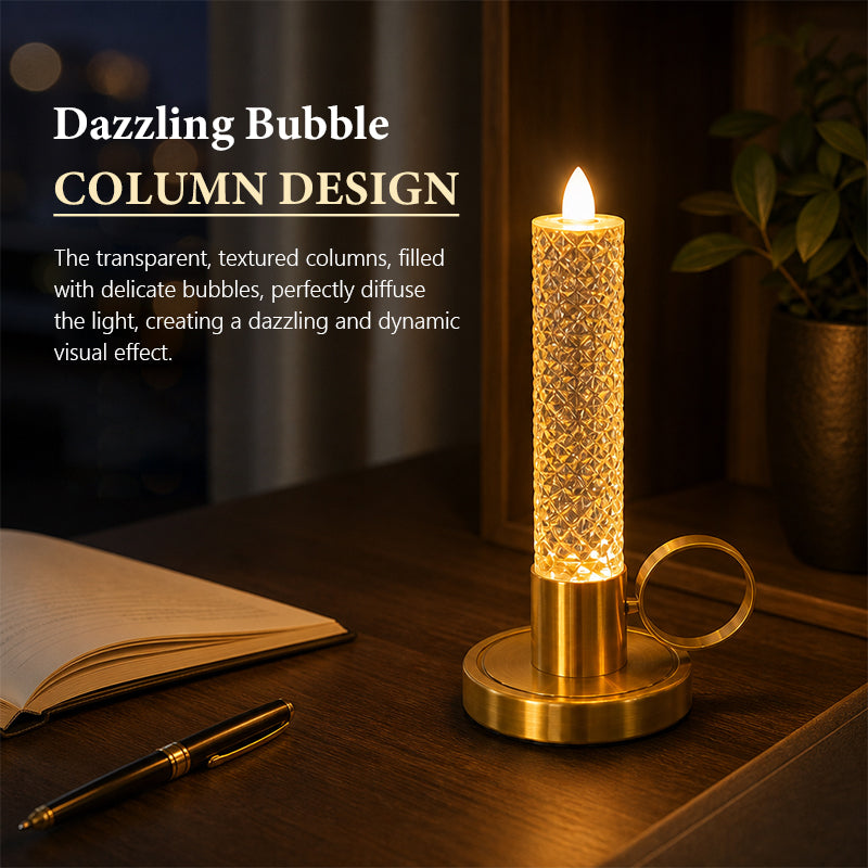 Elegant LED Bubble Candle Lamp – Gold-Tone Flameless Table Lamp for Bedroom, Dining Table & Cosy Home Decor