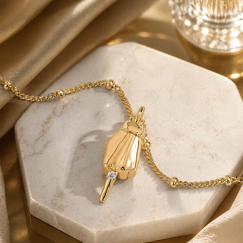 Gold Hand Gesture Pendant Necklace