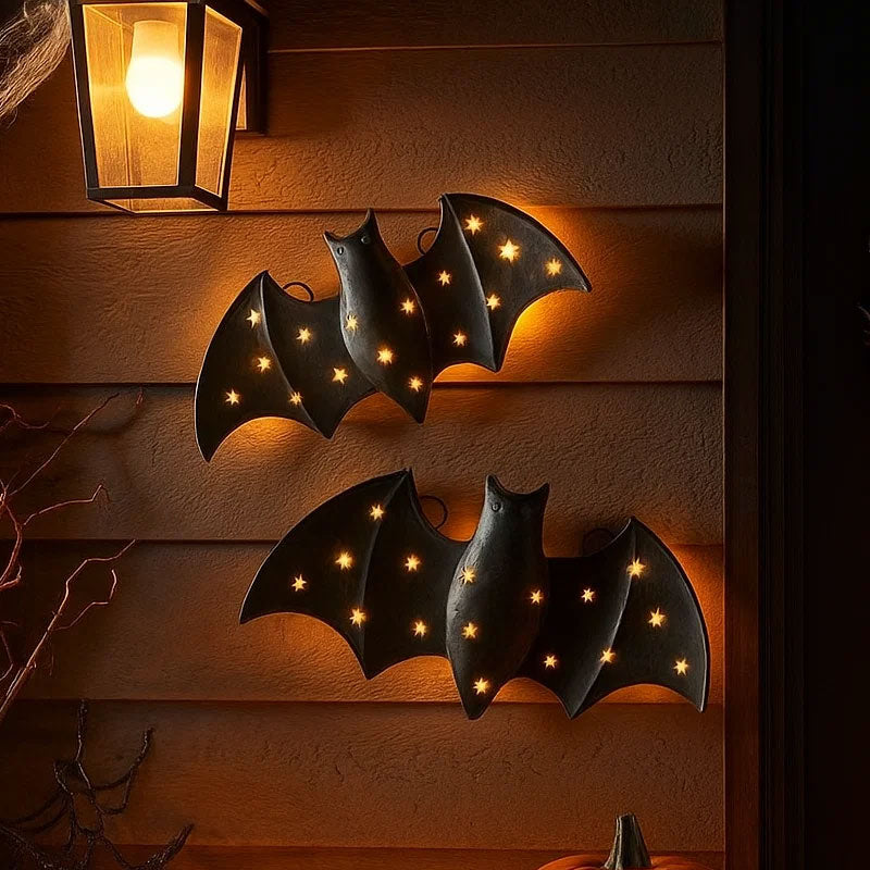 Halloween LED Bat Wall Decor – Glowing Spooky Bat Accent for Porch, Mantel & Party Backdrop