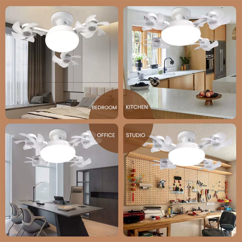 E27 Socket Fan Light with Remote – Foldable LED Ceiling Fan Bulb for Small Rooms