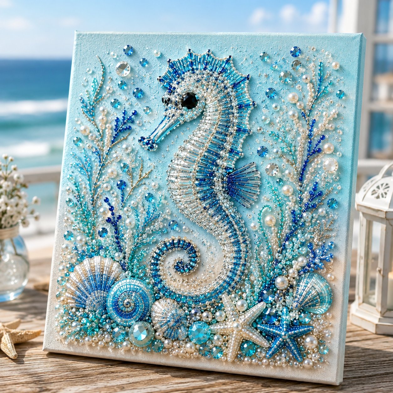 🌊✨ Ocean Theme Pearl Art DIY Kit – 3D Blue Octopus Bead Painting Craft Set for Coastal Wall Decor & Handmade Gifts