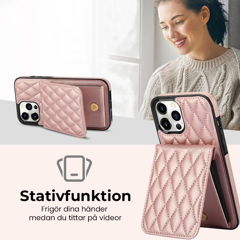 Korthållare i Chanel-stil med långt axelband i rep, damfodral