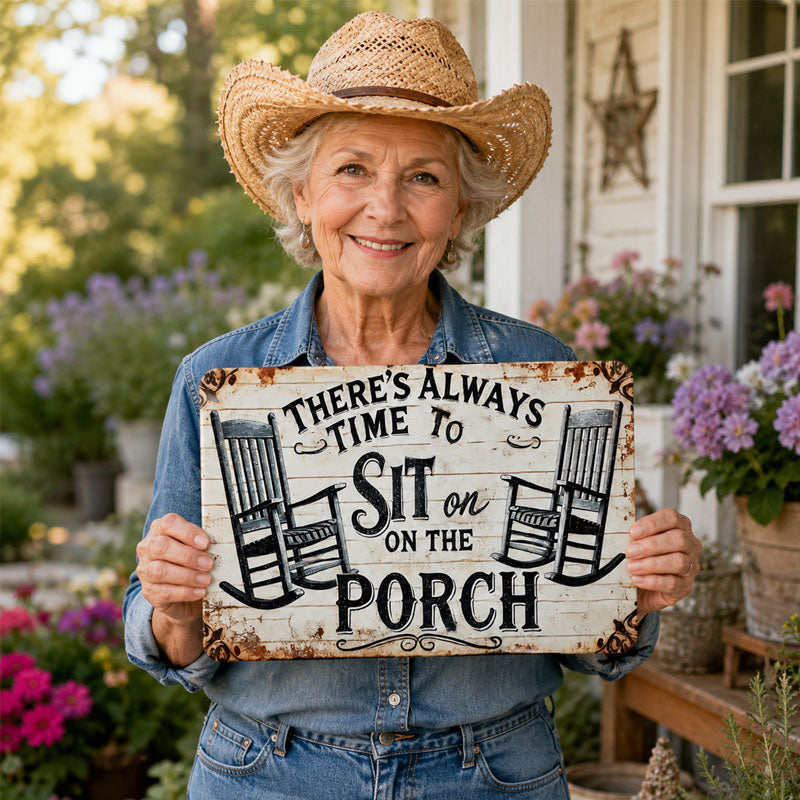 🌾Porch Therapy Vintage Metal Sign – Rustic Farmhouse Wall Decor for Porch, Patio & Entryway