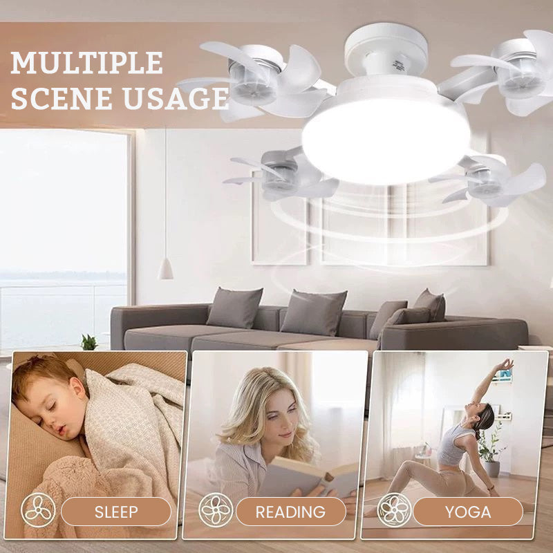 E27 Socket Fan Light with Remote – Foldable LED Ceiling Fan Bulb for Small Rooms