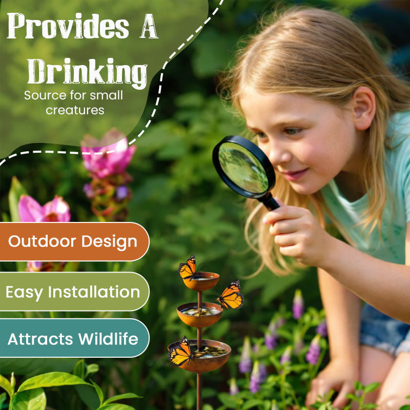 🌧️ Rainwater collector – plant support🐦 Metal garden ornament