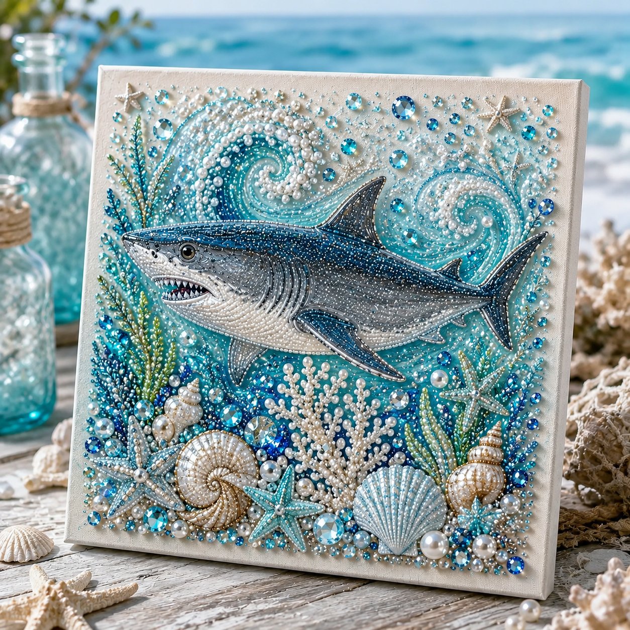 🌊✨ Ocean Theme Pearl Art DIY Kit – 3D Blue Octopus Bead Painting Craft Set for Coastal Wall Decor & Handmade Gifts