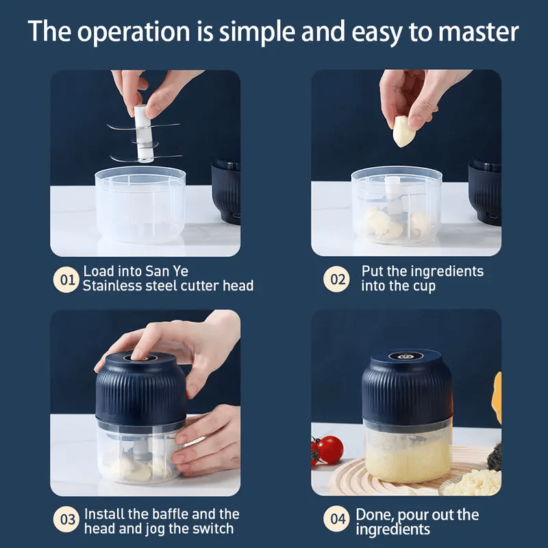 Cordless Mini Prep Chopper – Compact 300ml Rechargeable Food Prep Tool