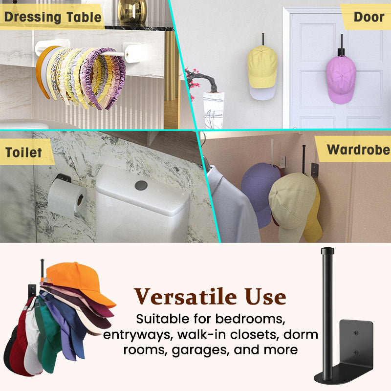 Drill-Free Wall Mounted Hat Rack – Self-Adhesive Baseball Cap Organizer for Closets, Bedrooms & Entryways